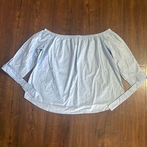 Baby Blue off the shoulder Cotton Shirt